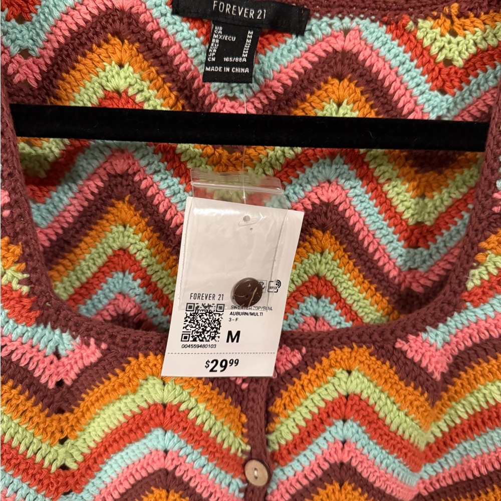 Colorful Chevron Crochet Crop Top - Picture 4 of 4